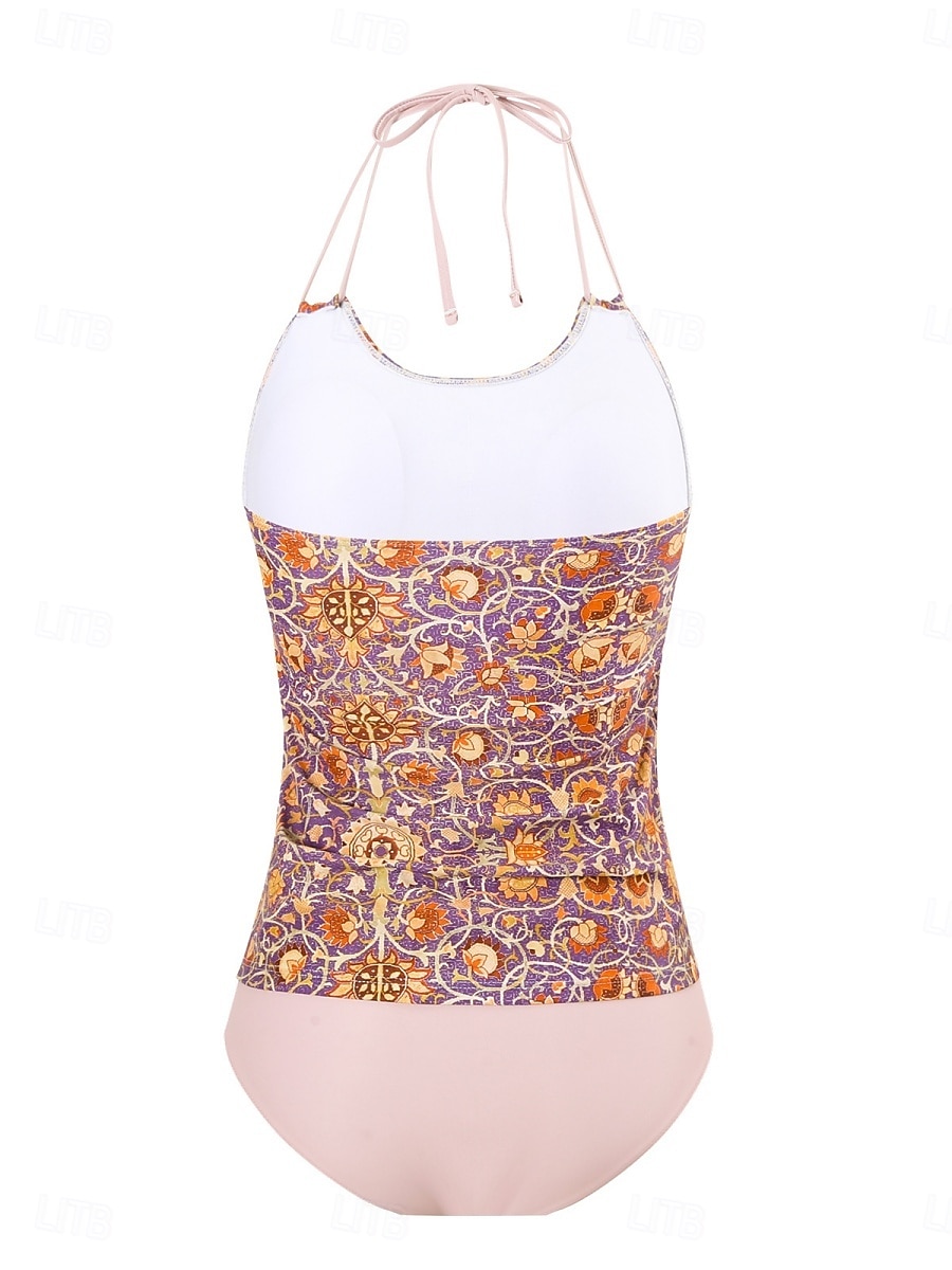 Damen Badeanzug Tankini Zweiteilig Freche Unterhose Bademode Bauchkontrolle Hohe Taille Schlank Rückenfrei Urlaub Strandbekleidung Blumen U-Ausschnitt Ärmellos Badeanzüge 2026 - $24.99 –P10