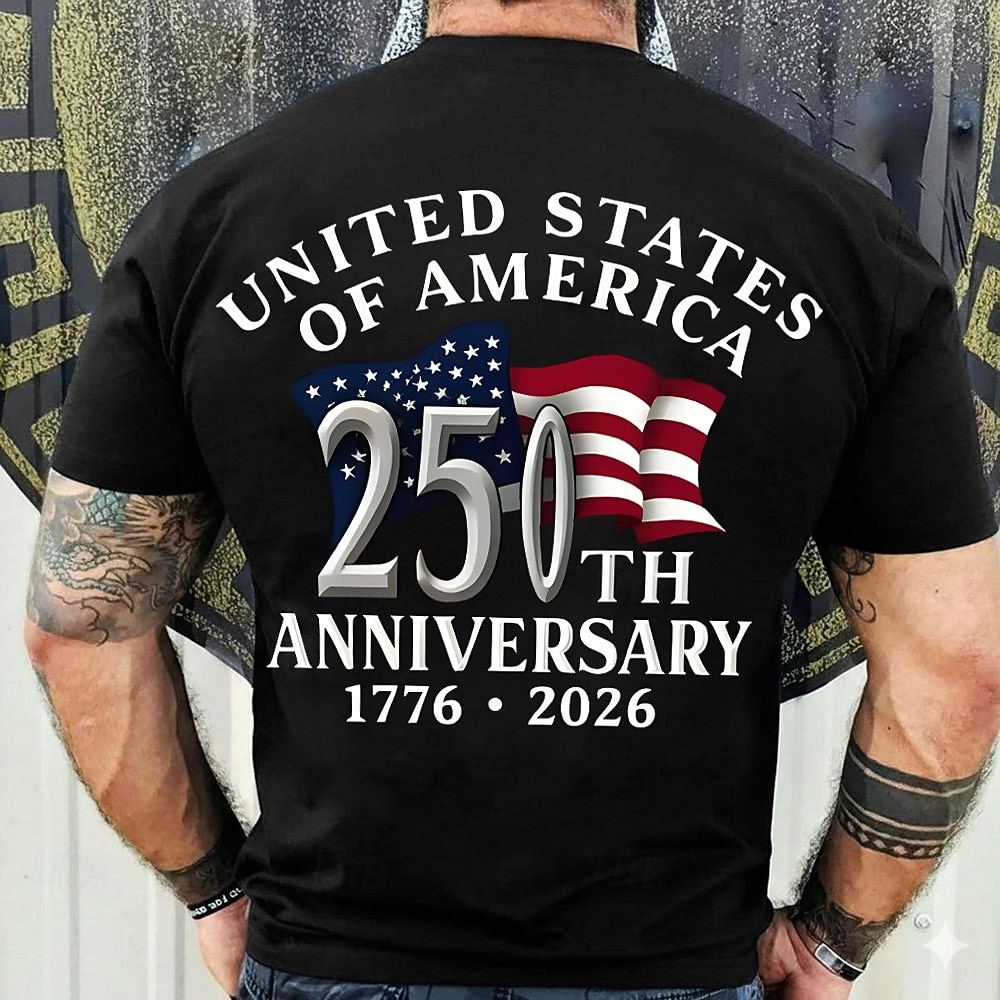 2026年 2026年7月4日 250周年記念日 メンズ 3Dプリント アメリカ国旗 クルーネック 短袖Tシャツ デイリーストリート  コレクション – $21.99 –P4