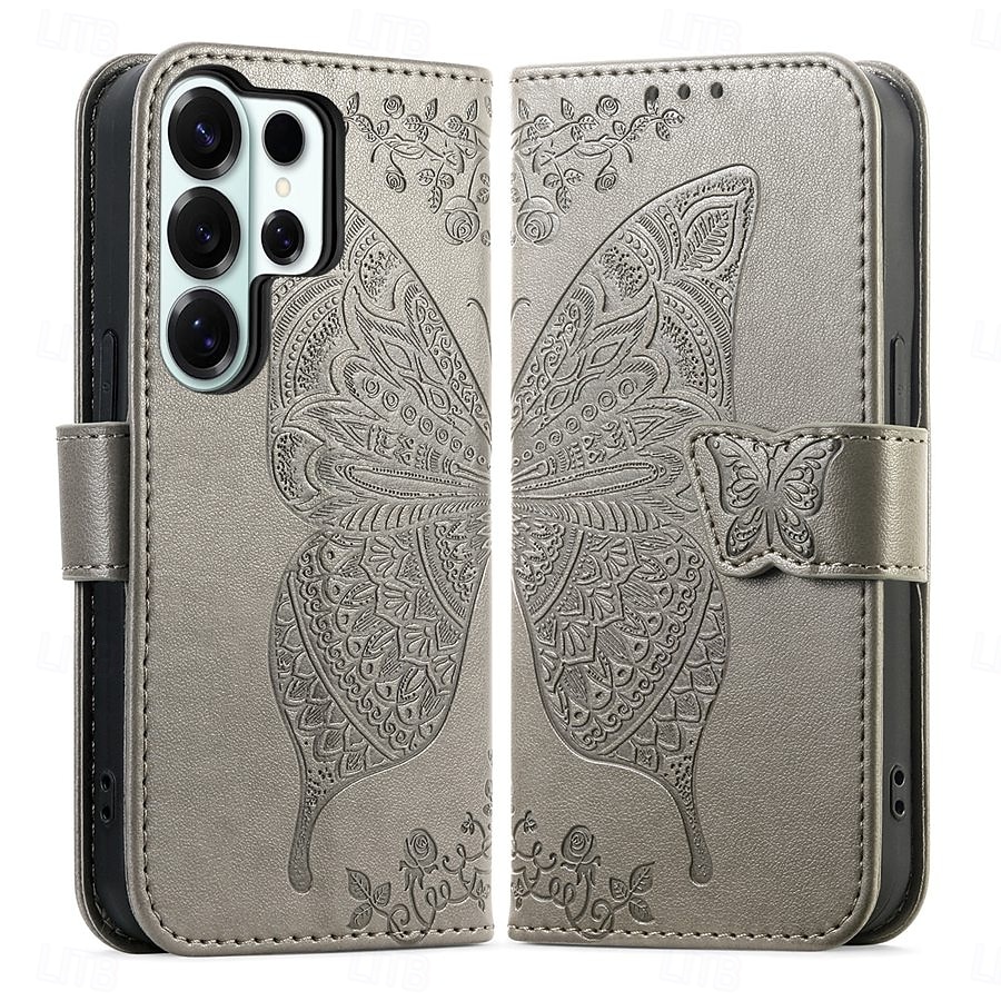 Phone Case For Samsung Galaxy S26 S26 Plus S26 Ultra Wallet Case Flip Cover with Wrist Strap Kickstand Butterfly Retro TPU PU Leather 2026 - $14.99 –P9