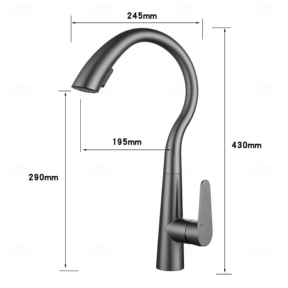 ברז כיור מטבח עם מרסס נשלף, ברז מטבח מסחרי בעל ידית אחת בקשת גבוהה 2026 - $178.99 –P1