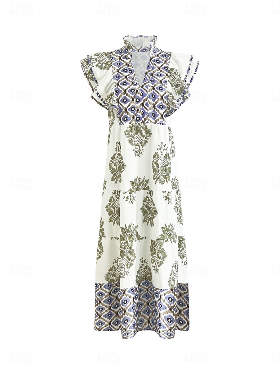 Femmes Robe Midi Robe bohème Robe Vintage Robe Décontractée Robe Fleurie Élégant Mode Moderne Extérieur Vacances Sortir Coupe régulière Fleuri Manche Courte Col en V Bleu Jaune Rouge Été Printemps de 2026 ? $37.99 –P4