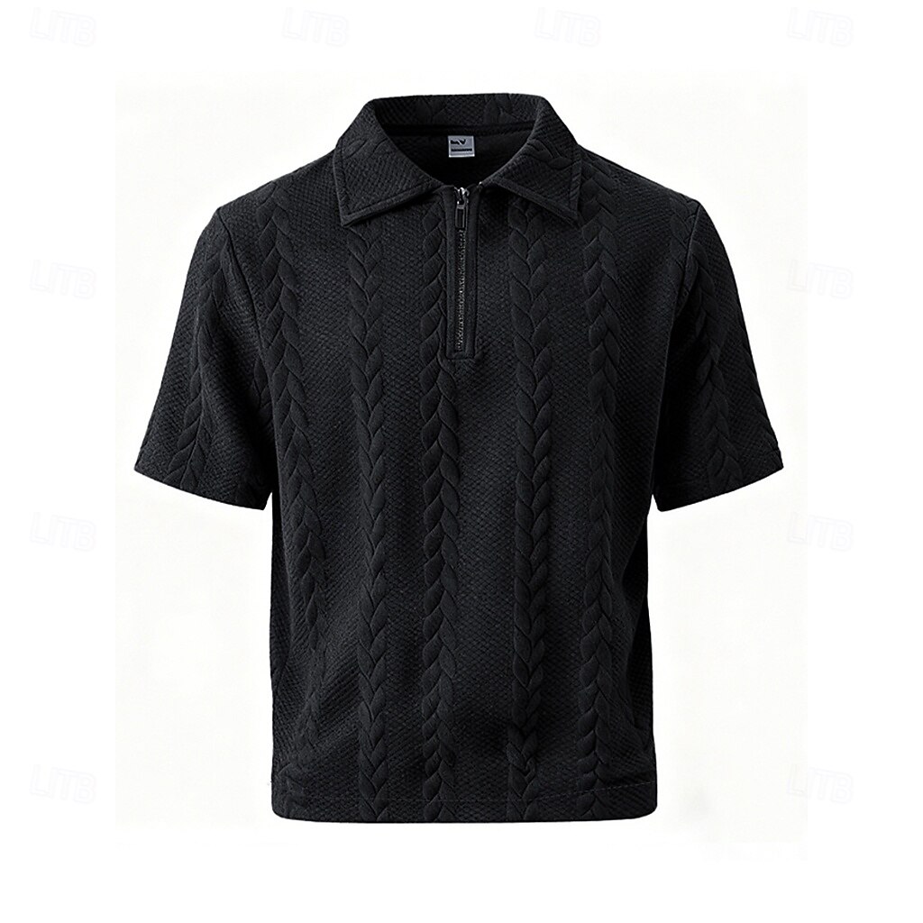 Homme Polo Polo à fermeture éclair Occasionnel Quotidien Zip quart Manche Courte Mode Uni Fermeture éclair Été Printemps Coupe régulière Noir Blanche Kaki Gris foncé Polo de 2026 ? $24.99 –P15