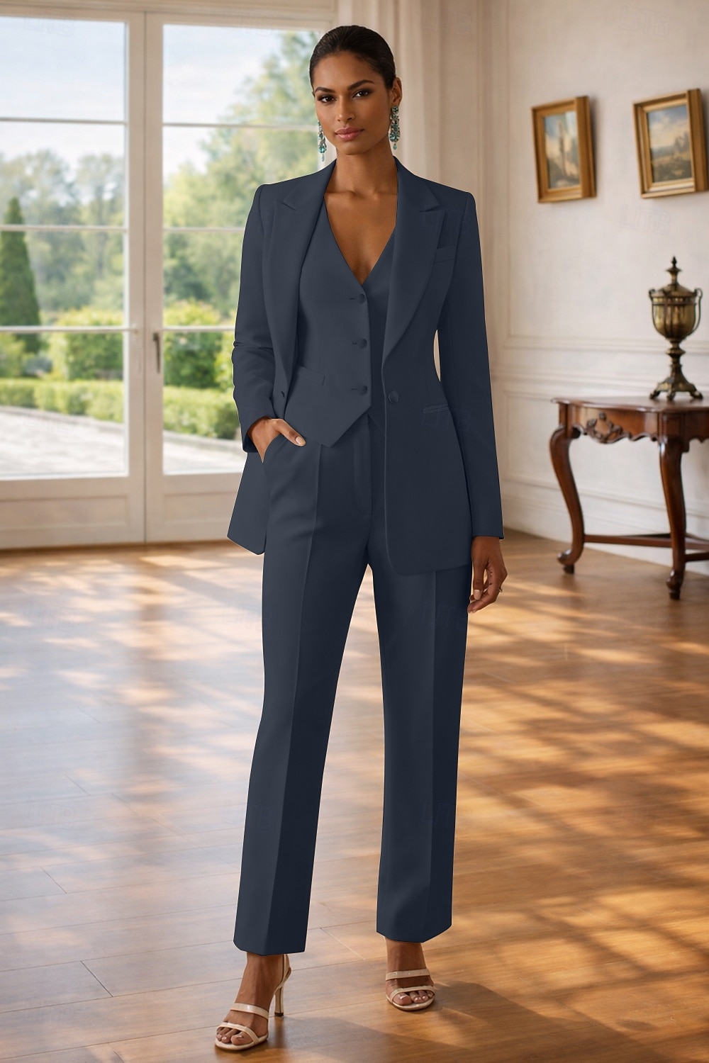 Per donna Abiti da 3 pezzi Formale Ospite di nozze Crepe Elasticizzato Elegante Vintage Semplice Manica Lunga Lunghezza al pavimento Risvolto a punta del 2026 a $201.29 –P9