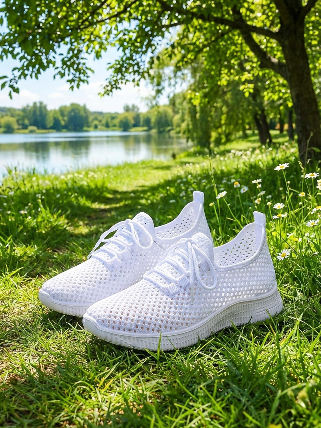 בגדי ריקוד נשים קזו'אל יומי בבית רצועות שטוח בוהן עגולה ספורטיבי יום יומי נוחות רשת לואפר ניאון צהוב שחור לבן 2026 - $26.99 –P8