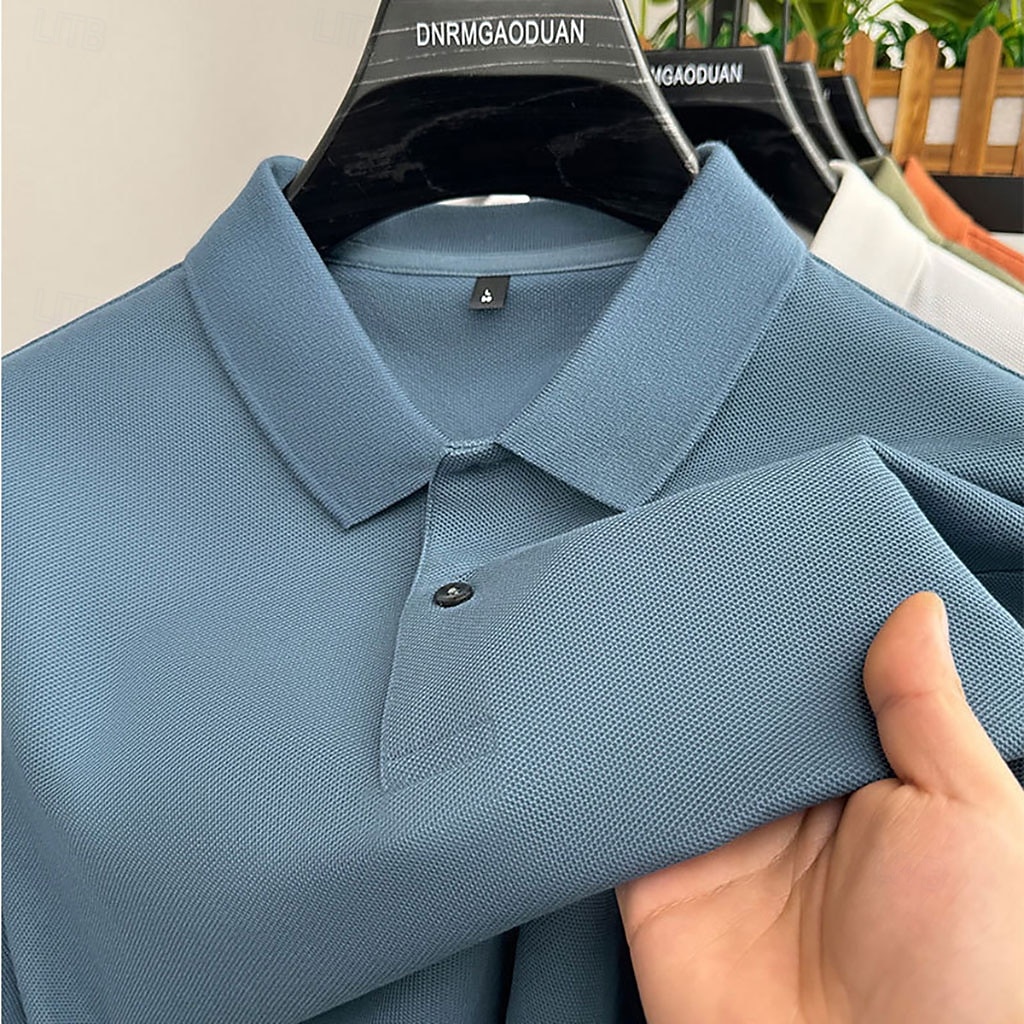 Men's Polo Polo Shirts Casual Vacation Lapel Short Sleeve Fashion Modern Plain Buttons Plain Summer Spring Regular Fit Lake blue Black White Yellow Pink Red Polo 2026 - $18.99 –P7