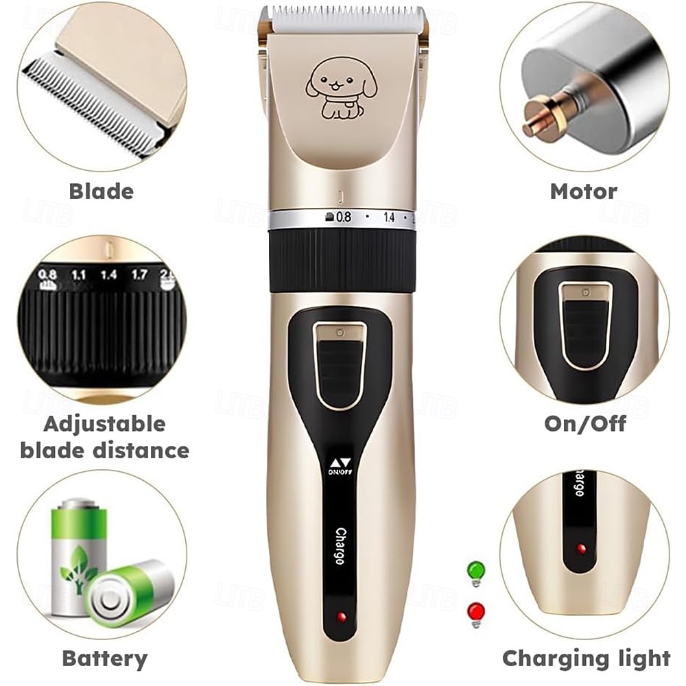 Dog Grooming Clippers - Low Noise Rechargeable Electric Cat Shaver Shears for All Pets, Dog Trimmer with 4 Guard Combs 2026 - $21.99 –P8