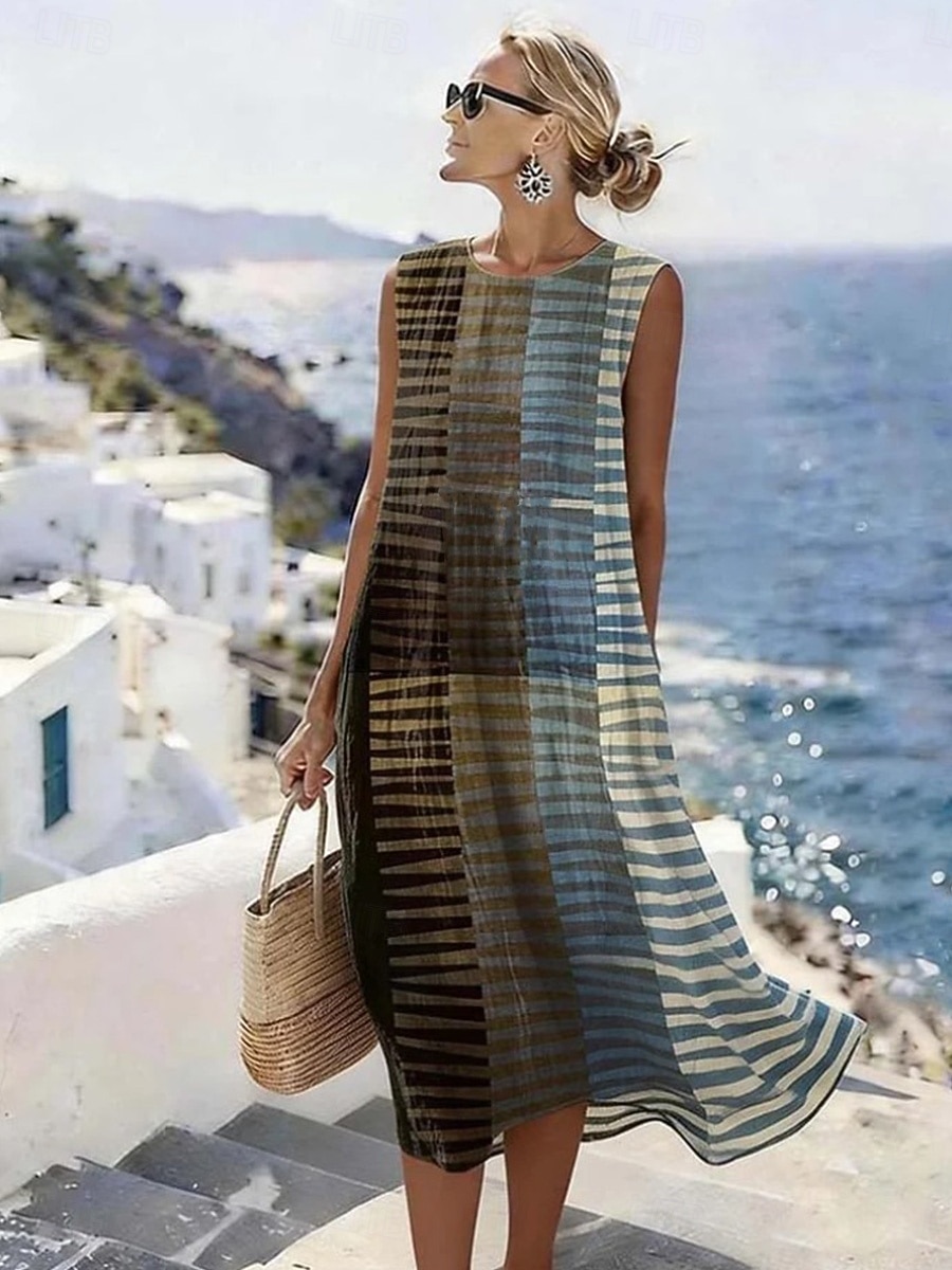 Γυναικεία Μίντι φόρεμα Φόρεμα ριχτό Φόρεμα για τον ήλιο Φόρεμα σε γραμμή Α Διακοπές Καθημερινό Μπόχο Παραλία Εξόδου Χαλαρή Εφαρμογή Γραφική Γεωμετρικό Αμάνικο Λαιμόκοψη 2026 - $37.99 –P2