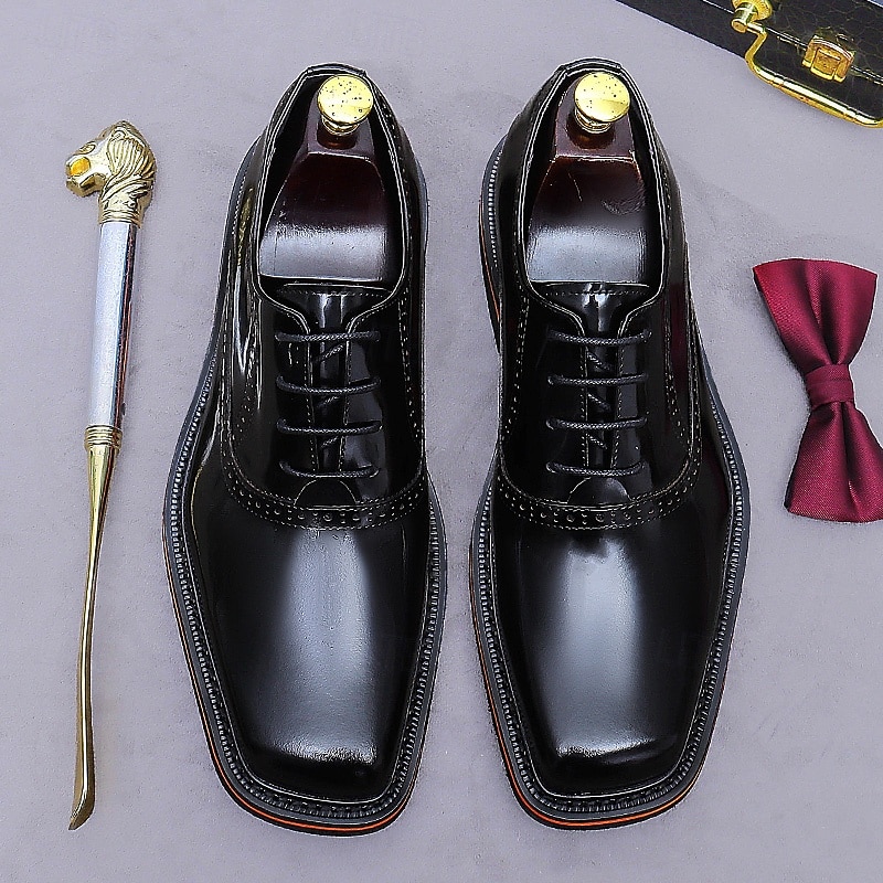 Chaussures habillées Oxford pour homme, en cuir noir et marron, à lacets, bout rapporté, idéales pour les mariages, le bureau, les réunions, les banquets, les cérémonies du marié, l'église et les soirées élégantes. de 2026 ? $109.99 –P2