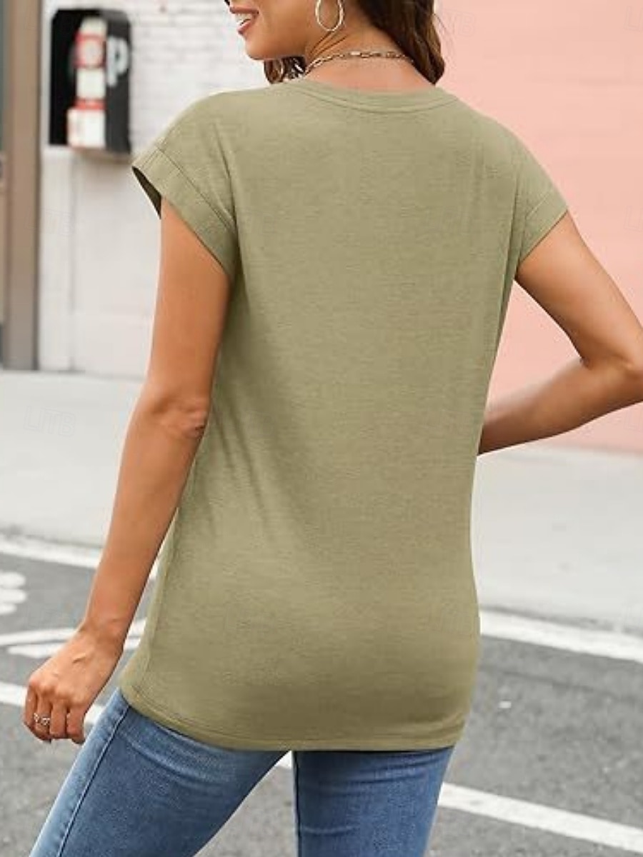 Damen T Shirt T-Shirt Einfach Mode Stilvoll Klassisch Kurzarm Rundhalsausschnitt Normale Oberteile Täglich Ausgehen Wochenende Blau Schwarz Weiß Hellgrün Rosa Sommer Frühling 2026 - $19.99 –P11