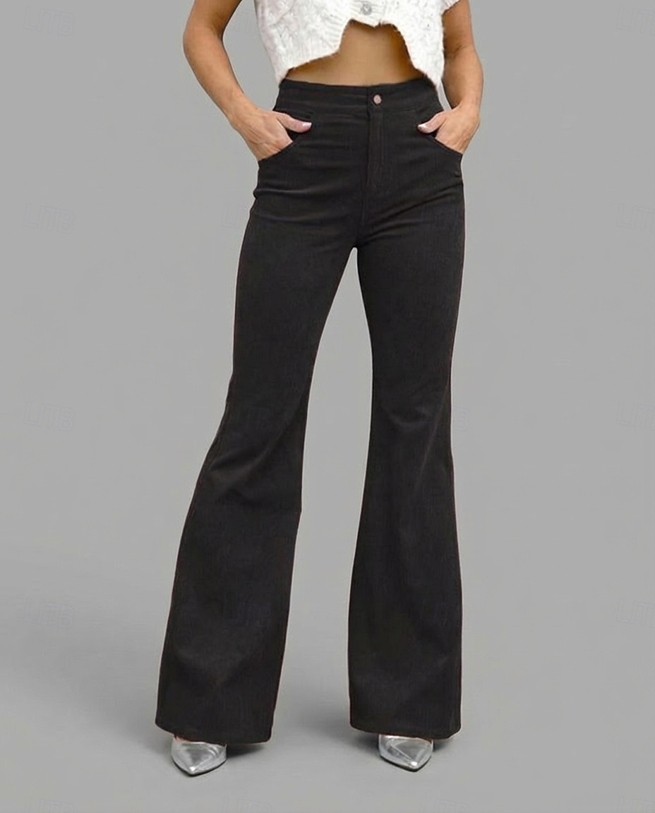 Women's Flare Vacation Fashion Streetwear Full Length High Waist Comfy Soft Micro-elastic Vacation Formal Street Blue Army Green Wine Black Fall Regular Fit 2026 - $22.99 –P6