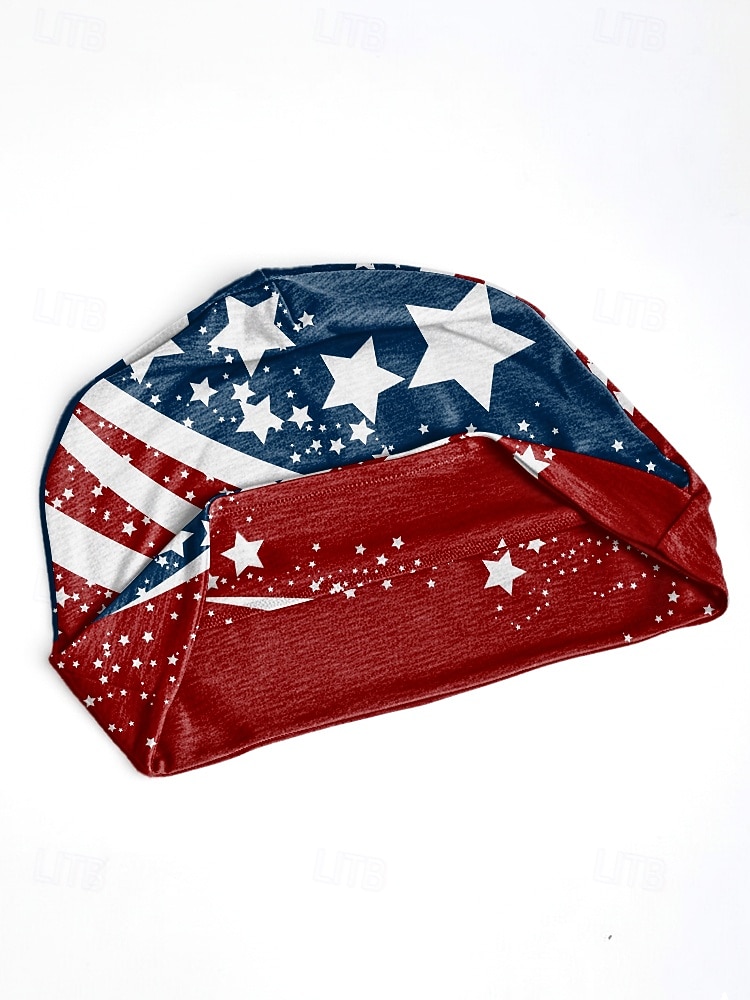 Patriotisk bohemsk lue for kvinner &halsmansjett, lett stretch polyester flermønstret USA-trykk sommerhodeplagg for USAs uavhengighetsdag, 4. juli, reise &festivaler 2026 - $11.99 –P8