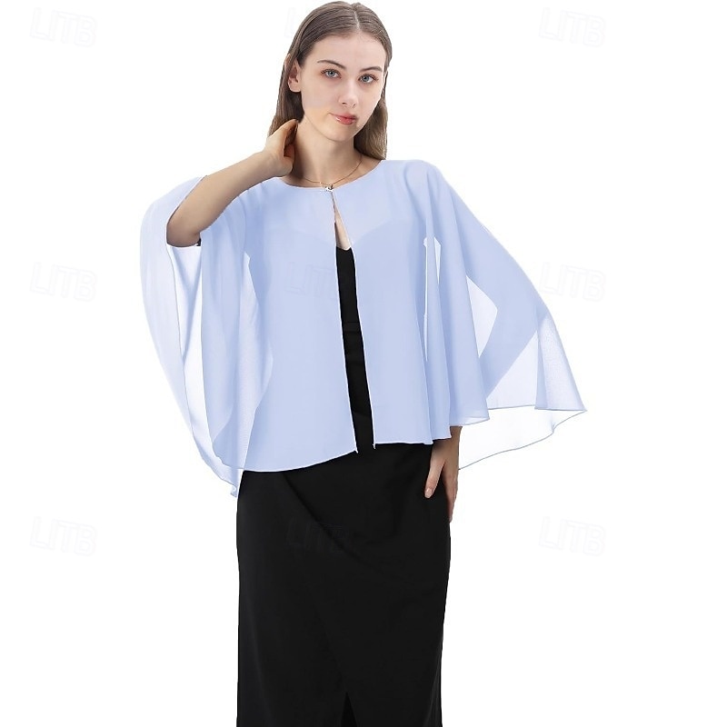 Bolero Envolturas de la madre Envolturas de novia Envolturas de invitados de boda Capa Elegante damas Estilo formal Sin Mangas Gasa Velos de Boda Con Color Puro Para Diario Verano 2026 - $28.99 –P1