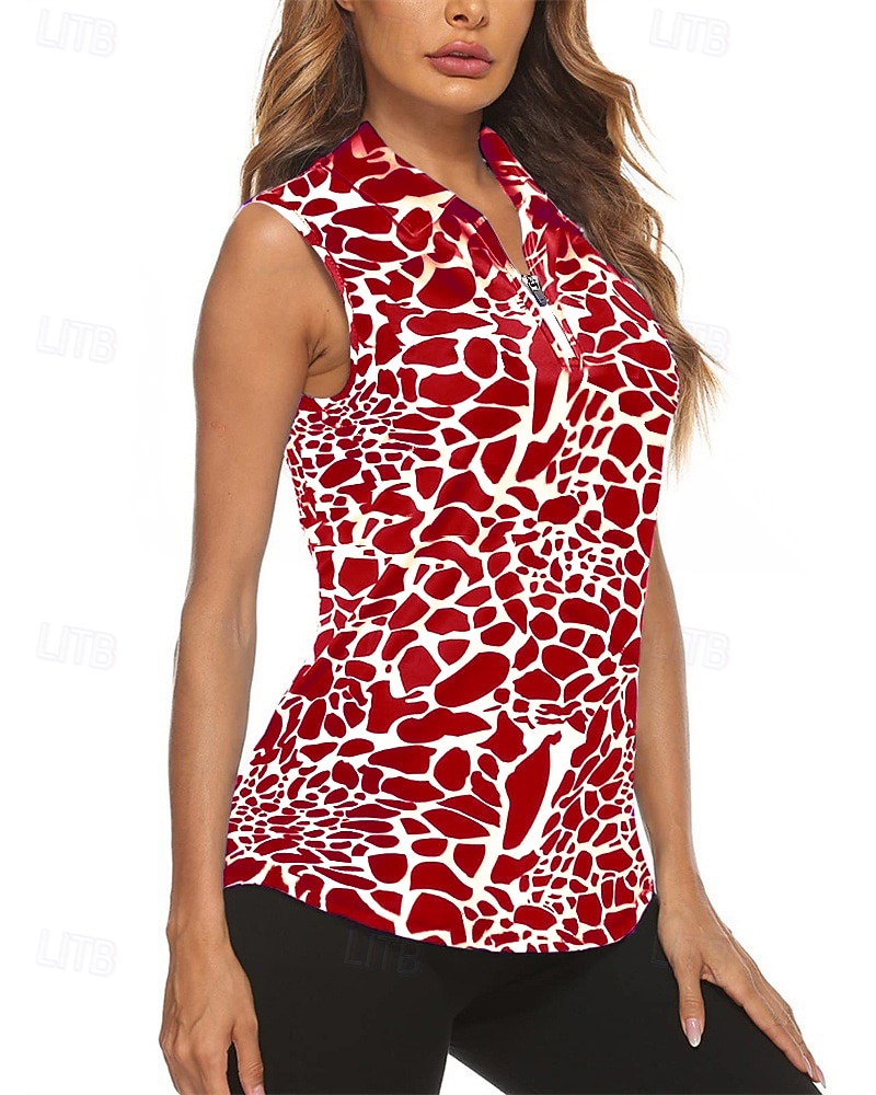 Dámské Grafika Leopard Sportovní košile Turistická polokošile Tenisové tričko Bez rukávů Zip Vysoká pružnost Odvod vlhkosti Prodyšné Tenis Golf Pickleball Přehnutý Límec na zip Tričko Vrchní část 2026 - $22.99 –P5
