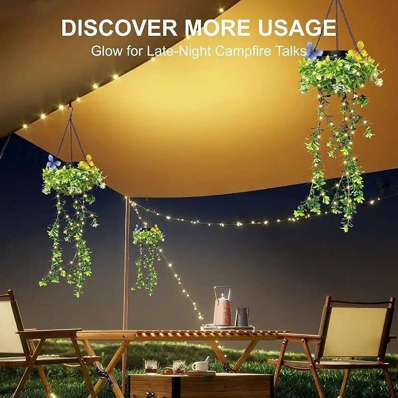 Hangende tuinverlichting op zonne-energie voor de lente en zomer, 66 led's met realistische bloemenrank-effect, IP65 waterdichte buitenverlichting voor tuin, terras en schutting, 8-12 uur automatische verlichting, ideaal als cadeau voor moeders. 2026 - $35.99 –P4