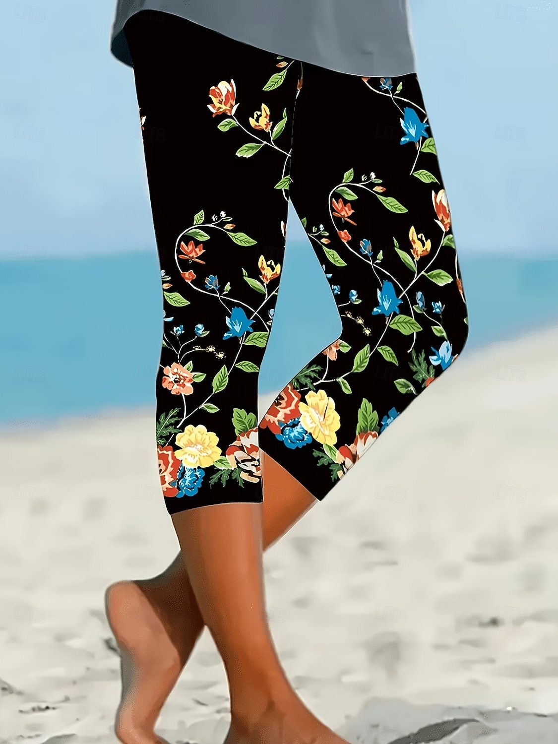 Pentru femei chinez Jambiere Vacanță Epocă Șic Stradă Capris Talie Înaltă Floral Grafic Imprimare Confort Απαλό Comfortabil Strech Zilnic În aer liber Vacanță Albastru piscină Verde Gri Negru Alb 2026 - $20.99 –P2