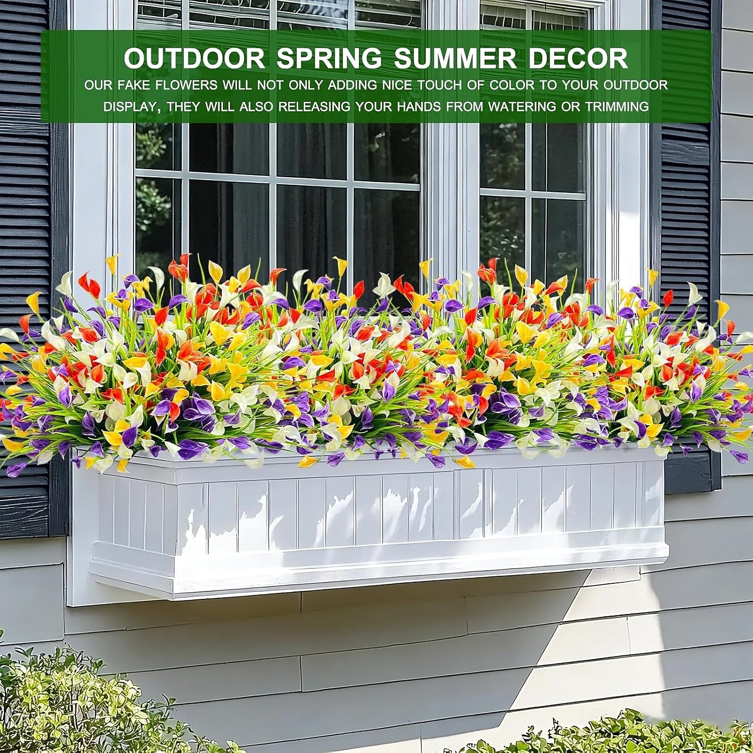 10 Bundles Artificial Outdoor Flowers, Faux Calla Lily and Spring Grass Bouquets, Plastic UV Resistant Fake Plants for Garden, Wedding, Home, Hotel Decoration 2026 - $16.99 –P7