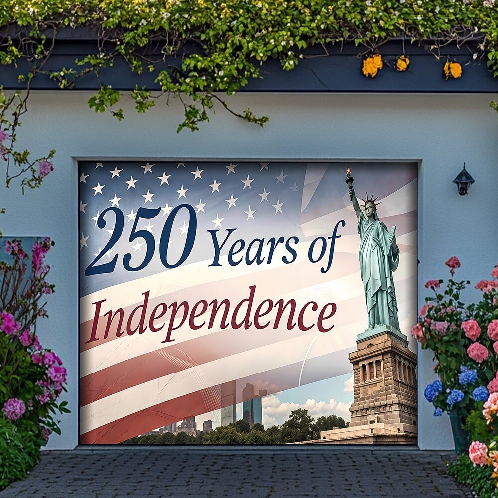 4 de julio de 2026 250º Día de Memorial Tapiz Cubierta de puerta de garaje Gran fondo colgante Bandera Americana Vintage 3D Fiesta Patriótica Fondos de tiro al aire libre Decoración del hogar de la 2026 - $59.99 –P8