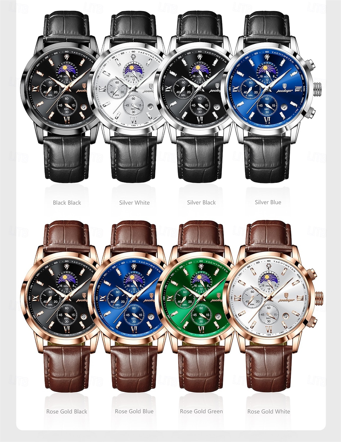 882 New Men's Watch, Moon Phase Multifunction Chronograph Quartz Watch 2026 - $24.99 –P6