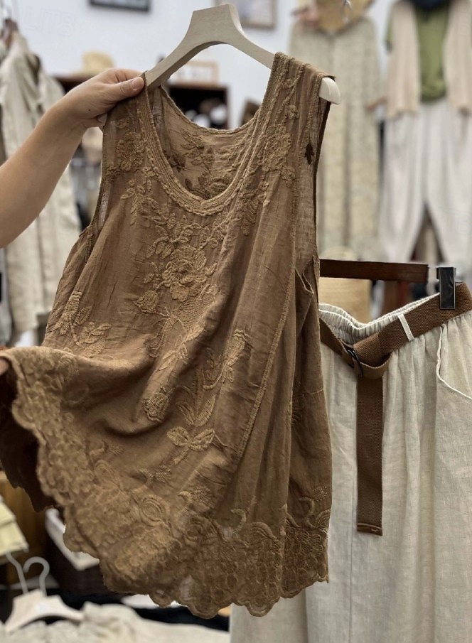 Damskie Koronkowa koszula Jednokolorowe Elegancja Bohema Urlop Bez rękawów Półgolf Długie topy Codzienny Święto Weekend Czarny Biały Rumiany róż Jasnobrązowy Khaki Lato Wiosna 2026 - $21.99 –P6