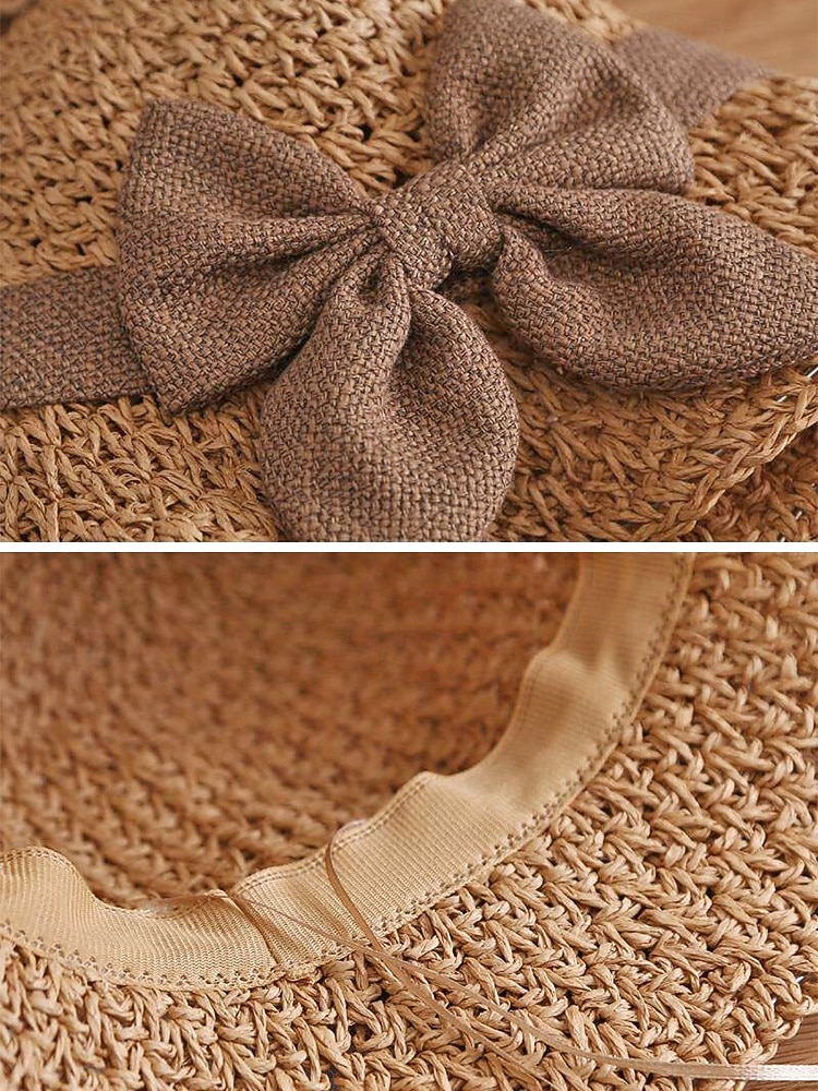 Naisten boheemi olkihattu rusetilla – useita värejä, kokoontaitettava helppoa kantamista varten, täydellinen arkeen ja rantalomalle 2026 - $11.99 –P15