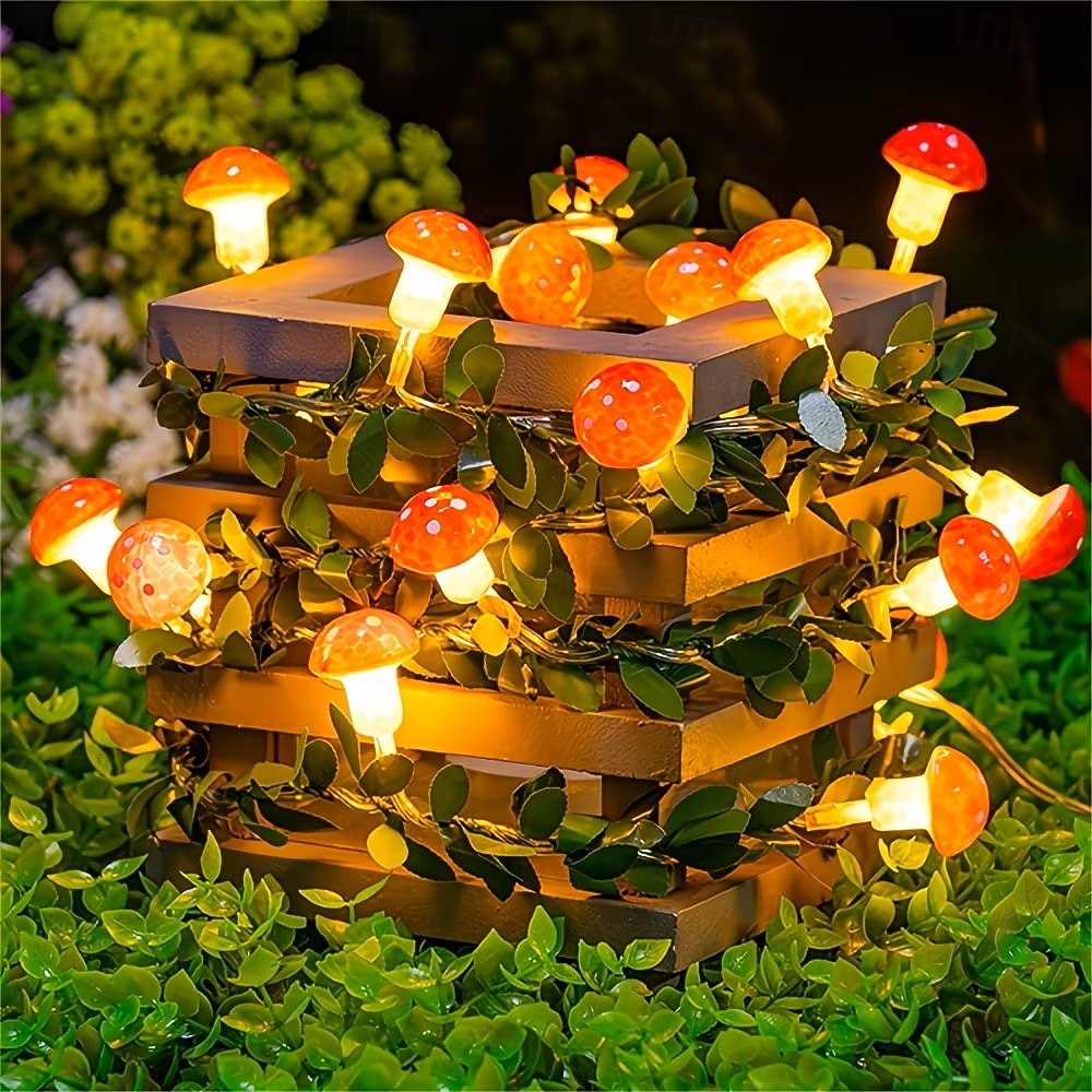 Guirnalda de luces LED con forma de hongo, 3 m, 20 LED, funciona con pilas, ideal para fiestas de Pascua, bodas, jardines, decoración interior y exterior. 2026 - $14.49 –P5