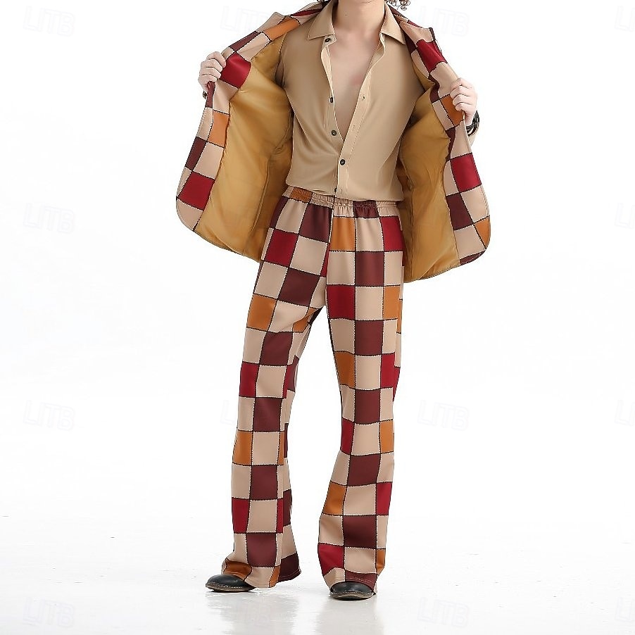 Σετ Ρετρό / Βίντατζ Δεκαετία '70 Παντελόνια Πουκάμισο Μακριά Μανίκια Χίπισσα Ντίσκο Καρώ / Gingham Φανταχτερή Φόρεμα Ανδρικά Απόκριες μουσικό φεστιβάλ Ρετρό Θεματικό Πάρτι Ενηλίκων 2026 - $86.99 –P3