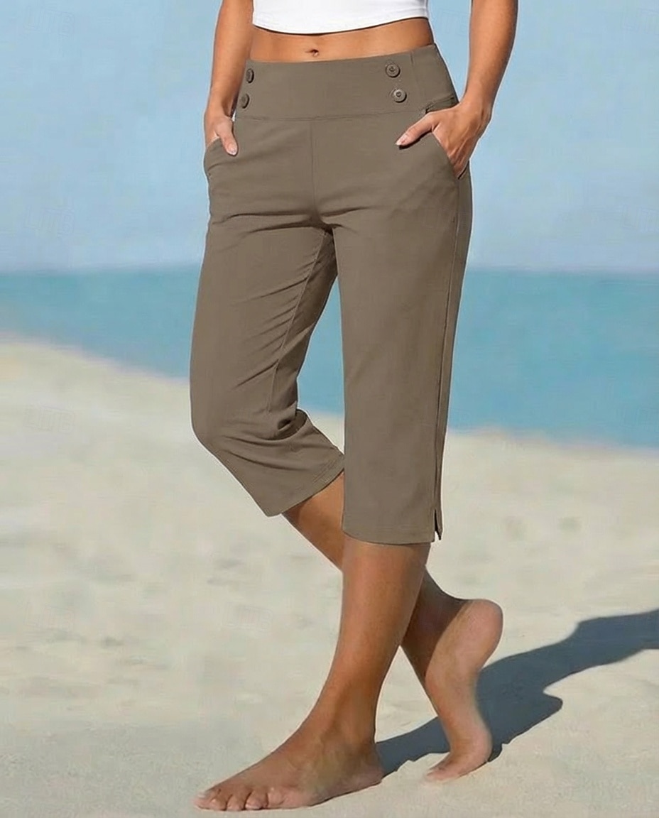 Damen Caprihose Stoffhosen Gemütliche Leggings Urlaub Basic Lässig Wadenlang Natürliche Taille Einfach Seitentaschen Geteilt Bequem Komfort Atmungsaktiv Hohe Elastizität Urlaub Yoga Straße Navy-Blau 2026 - $21.99 –P11