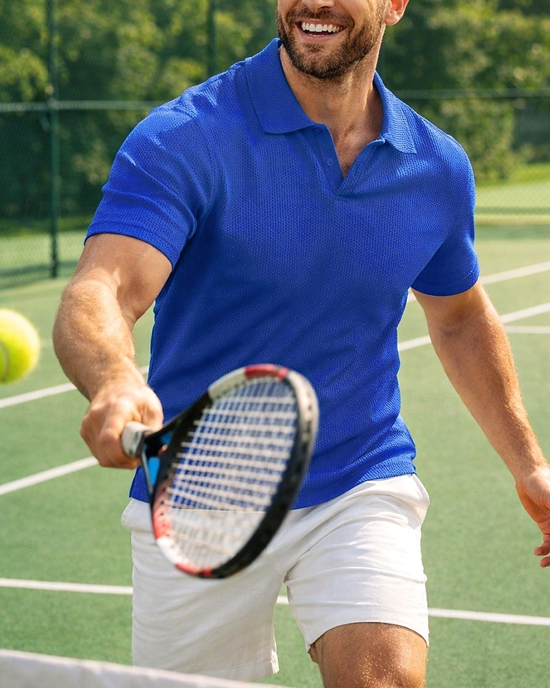 Bărbați Mată Tricou sport Tricou POLO Cămașă de tenis Tee de tenis Manșon scurt Uscare rapidă Elastic Confortabil la umezeală Respirabil Tenis Alergat Încălțăminte de golf Răsfrânt Cămașă Kaki Negru 2026 - $22.99 –P2