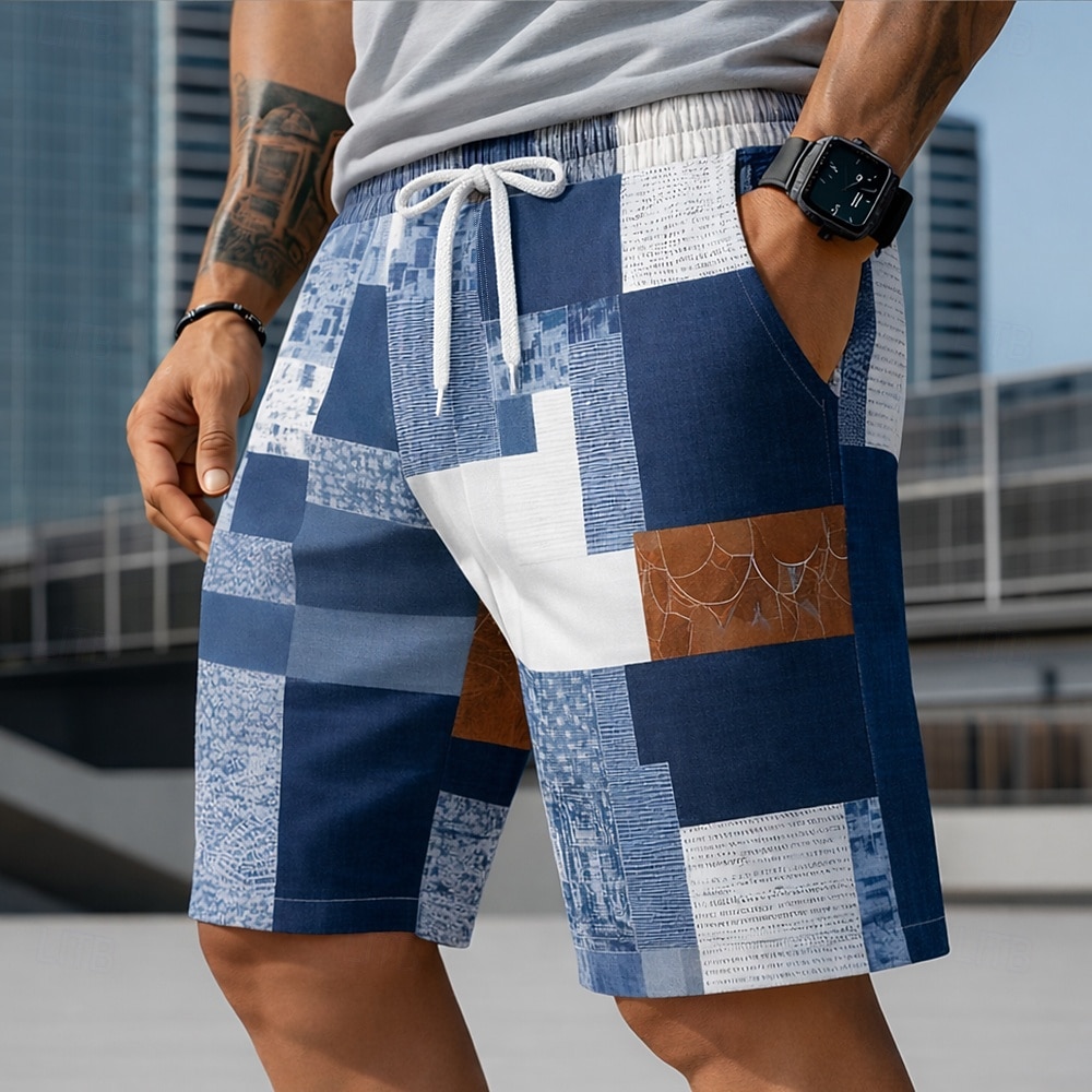 Per uomo Blocco di colori Patchwork Griglia / Plaid Costumi da bagno Pantaloncini da mare Pantaloncini da Surf Misura del girovita medio Moda Casual All'aperto Vacanza Abbigliamento Quotidiano Tasche del 2026 a $20.99 –P1