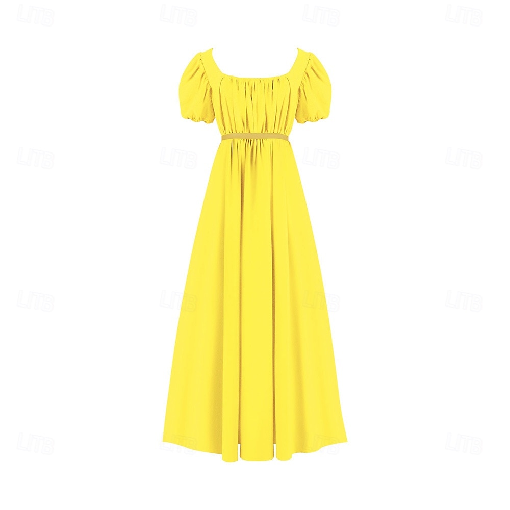 Retro Vintage Mittelalterlich Renaissance Knöchellänge Kleid Ballkleid Kleid im Regency-Stil Kurze Ärmel Prinzessin Dame Einfarbig Quadrathals Kostüm Damen königlich Halloween Karneval Leistung 2026 - $40.99 –P9