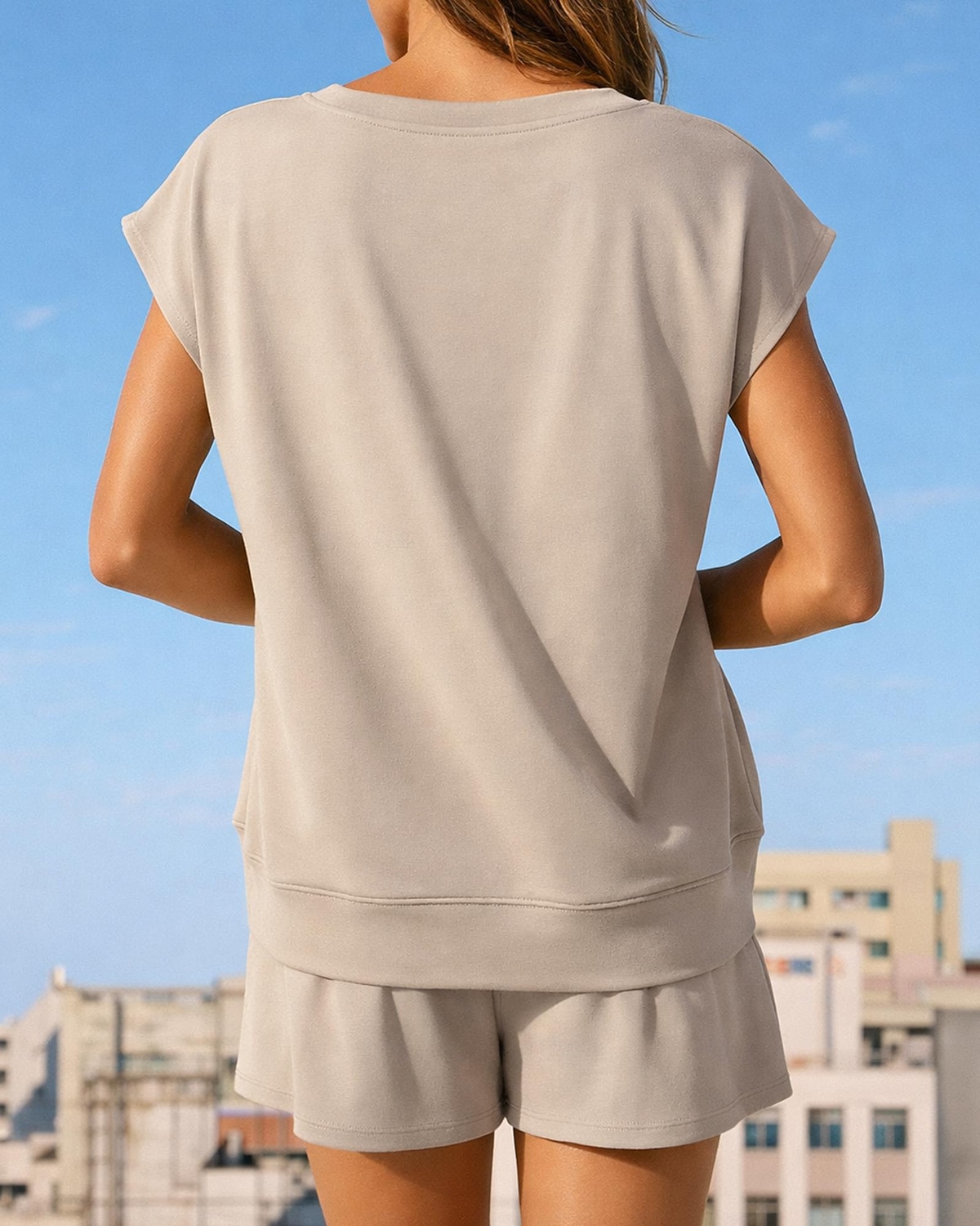 Mujer Conjuntos de chándal tipo jersey Chándal de 2 piezas Pantalones cortos deportivos Correa con bolsillo Color sólido Conjunto de ropa deportiva Verano Primavera Caqui Negro Entrenamiento de 2026 - $37.99 –P2