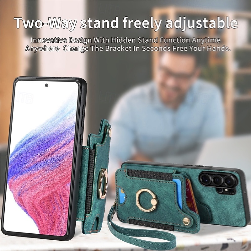 Phone Case For Samsung Galaxy S26 S25 Edge S24 S23 FE S22 Plus  Ultra A56 A36 A26 A16 A06 Wallet Case with Wrist Strap Shockproof TPU PU Leather 2026 - $17.99 –P4