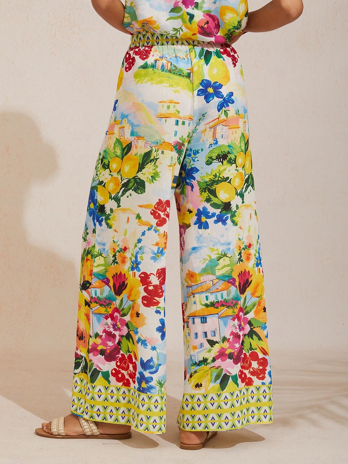 pantaloni a gamba larga effetto lino leggero, perfetti per le vacanze in un giardino di agrumi. del 2026 a $67.99 –P2