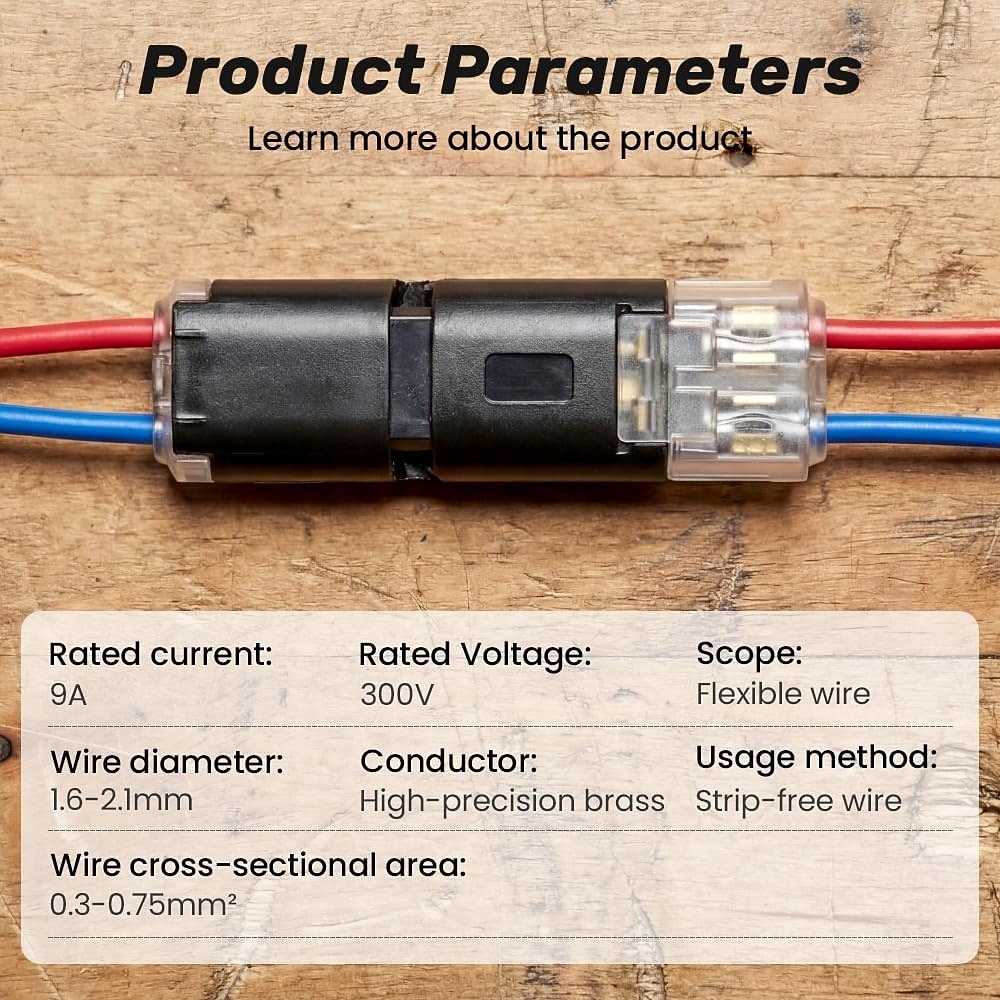 2026年 ダブルワイヤプラグインコネクタ、LEDライトストリップ低電圧コネクタ2ピン、ロックバックル付き - クイック接続、ワイヤの被覆を剥がしたり切断したりする必要はありません、50個入り  コレクション – $16.49 –P5
