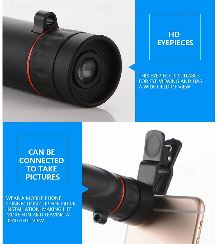 High Power 2000x25 Monocular Telescope with Smartphone Adapter, Compact Waterproof Pocket Monocular for Adults Kids Bird Watching Hunting Camping Travel Concerts, HD BAK4 Prism FMC Lens 2026 - $16.48 –P8