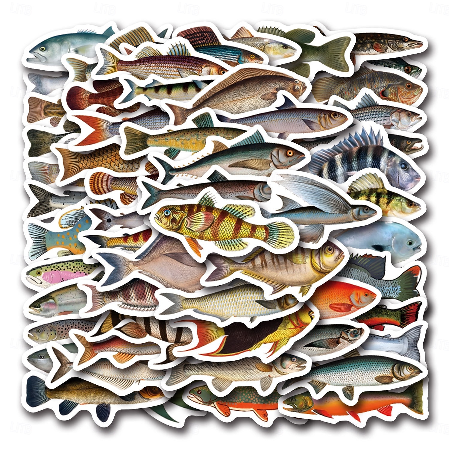 110 adesivi di pesci per adulti e bambini, adesivi in vinile impermeabili di animali marini oceanici per laptop, borraccia, telefono, Kindle, diario, album di ritagli, skateboard, bagagli, senza del 2026 a $10.49 –P14