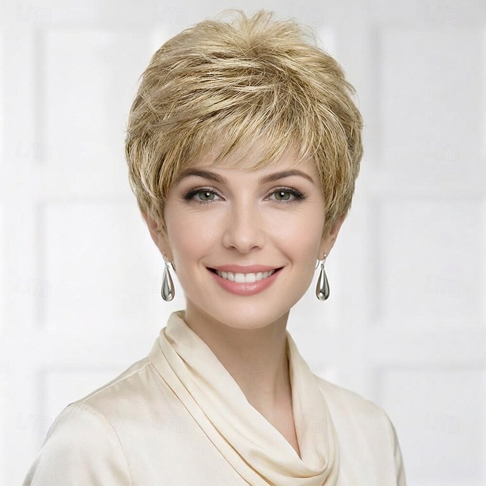 2026年 女性のための魅力的なショートウィッグ - ナチュラルブロンドのレイヤードピクシーカット  コレクション – $29.99 –P3