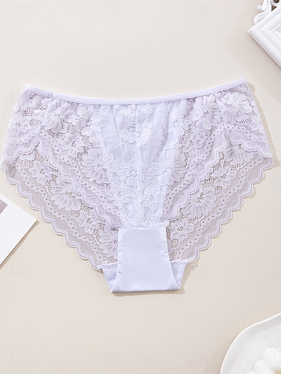 Women's Panties Lace Elastic WaistNightwearSpandex Nylon Casual Solid Colored Fashion Cute Black White Red Navy Blue Spring & Summer 2026 - $4.99 –P3