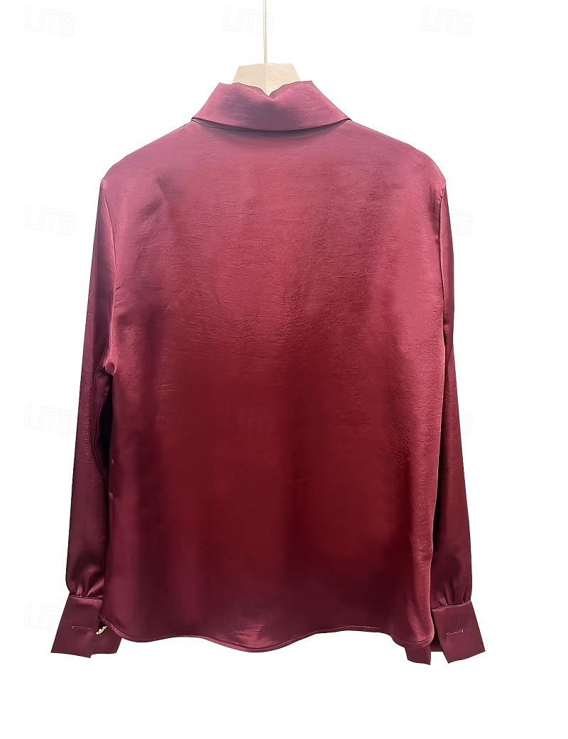 Women's Shirt Button Down Shirt Casual Shirt Buttons Plain Stylish Classic Modern Long Sleeve Shirt Collar Regular Tops Daily Holiday Going out Wine Fuchsia Light Blue Summer Spring 2026 - $24.99 –P6