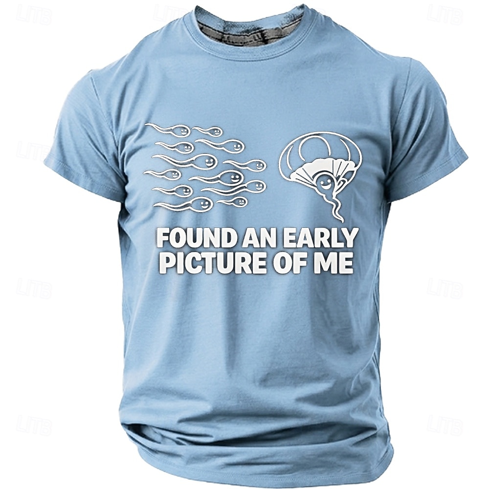 Men's FOUND AN EARLY PICTURE OF ME Funny Born Winner Graphic T-Shirt Sperm Parachute Cartoon Joke Tee Smart Player Humor Creative Gag Gift Short Sleeve Casual Designer Clothing Apparel S M L XL XXL XX 2026 - $21.99 –P8