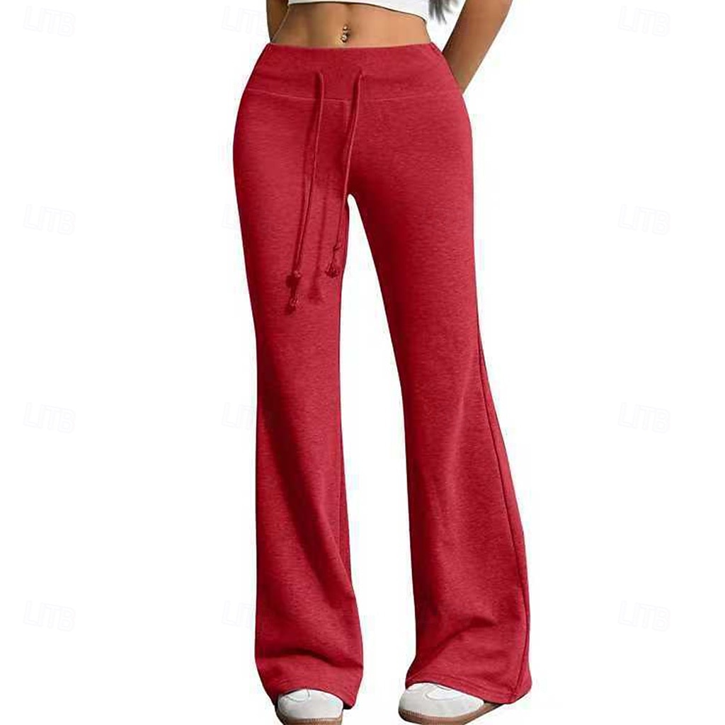 Mujer Pantalones de Deporte Pantalones Pantalones de verano Pantalones casuales Vacaciones Moda Casual / Diario Longitud total Alta cintura Plano Correa Cintura elástica Pierna recta Comodidad Suave 2026 - $22.99 –P16