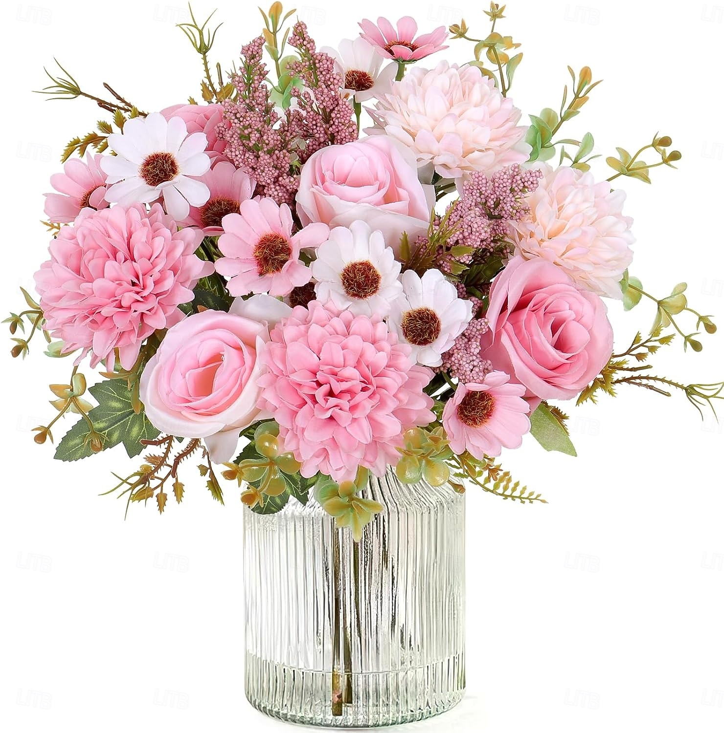 Artificial Flowers Like Real Artificial Bouquet 2/4 Packs Silk Artificial Roses Bouquet with Daisy Chrysanthemum Pink Flowers for Valentines Day Centerpiece Table Wedding Party Decor 2026 - $13.99 –P1
