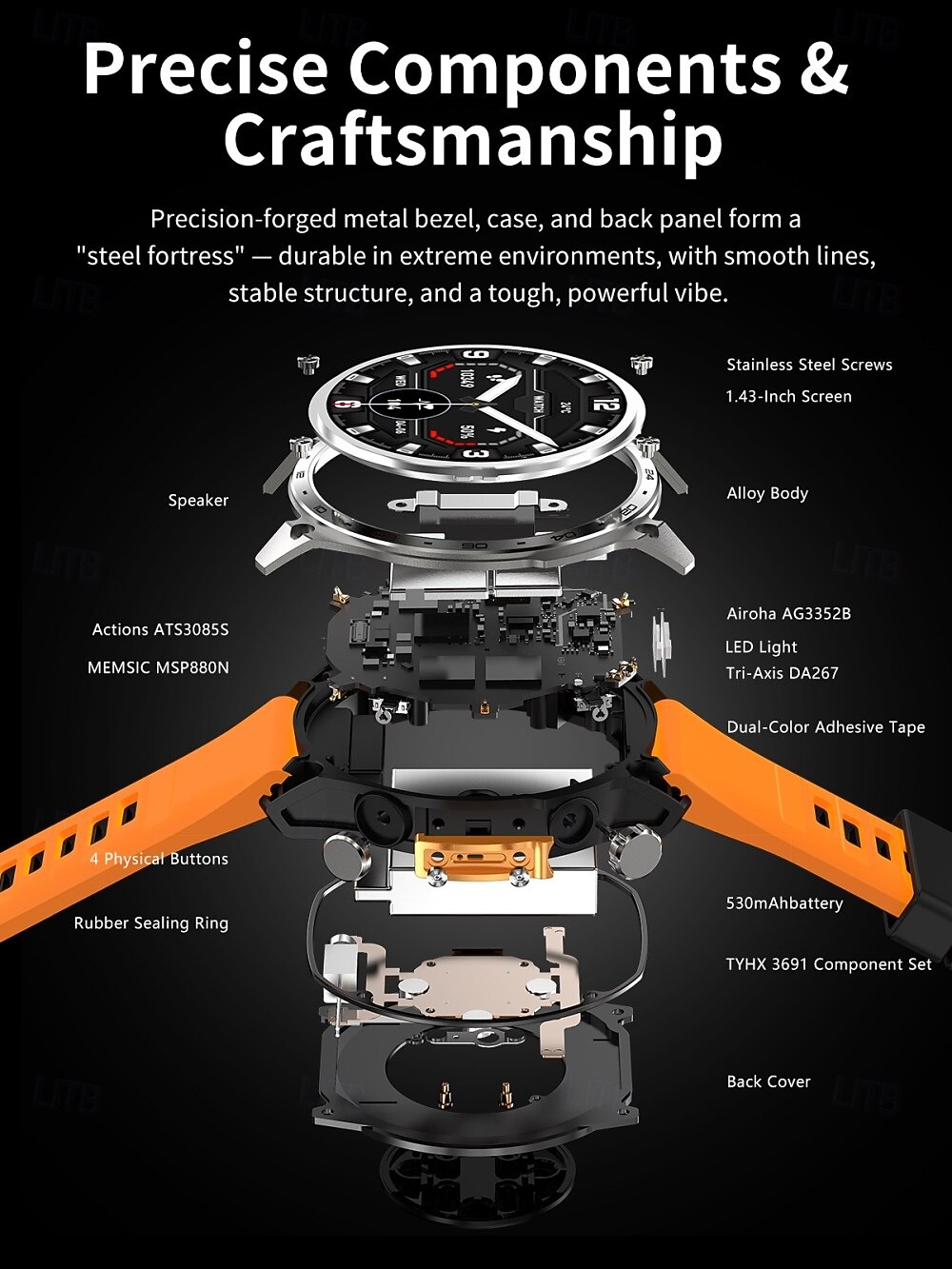 Smartwatch da uomo Amolde HD300 Pro con GPS, mappe offline, memoria da 4 GB, registratore, torcia, sport all'aria aperta, barometro, altimetro e bussola. del 2026 a $97.99 –P6