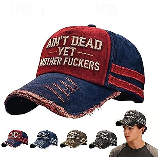 Cappellino da baseball ricamato "Ain't Dead Yet" per uomo e donna, cappellino vintage regolabile effetto invecchiato "Ain't Dead Yet Mother F*ckers", cappellino divertente e umoristico da papà, del 2026 a $21.99 –P2
