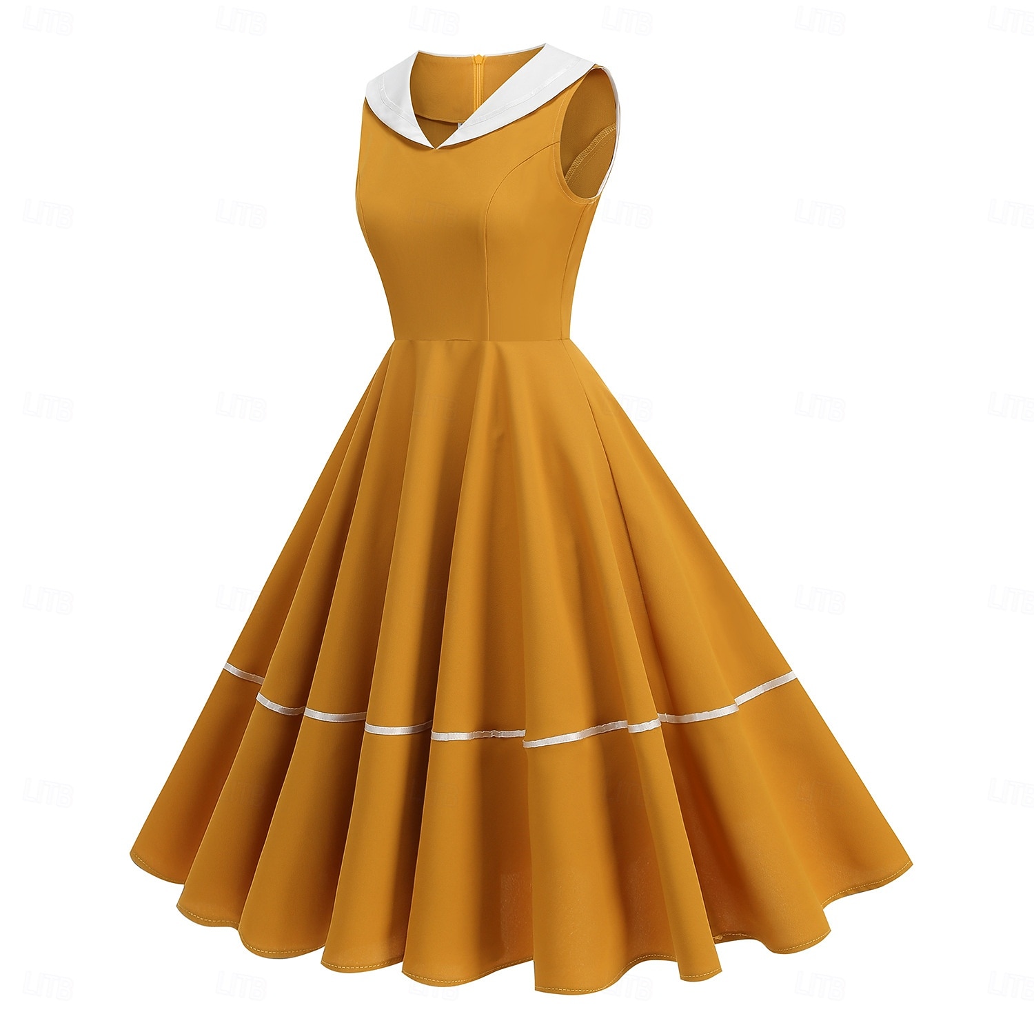 Anos 50 Retro Vintage Até os Joelhos Vestidos Rockabilly Vestido Flare Sem Mangas Côr Sólida Fantasia Mulheres Carnaval Baile de Máscaras Baile de Formatura Festa de Noite Festa de Noivado Adulto de 2026 por $47.99 –P10