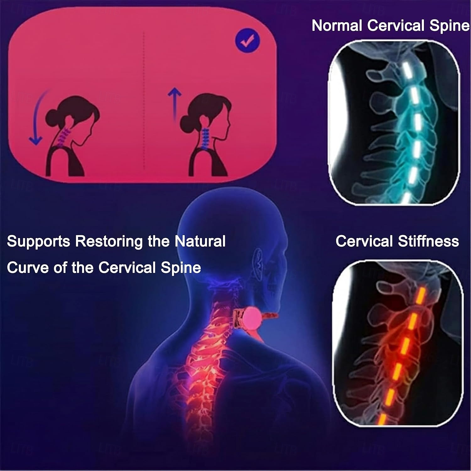 Collare cervicale regolabile a 360° - supporto per il collo con distensore cervicale | collare cervicale in plastica per correggere la postura della testa in avanti e alleviare il dolore al collo del 2026 a $25.99 –P4
