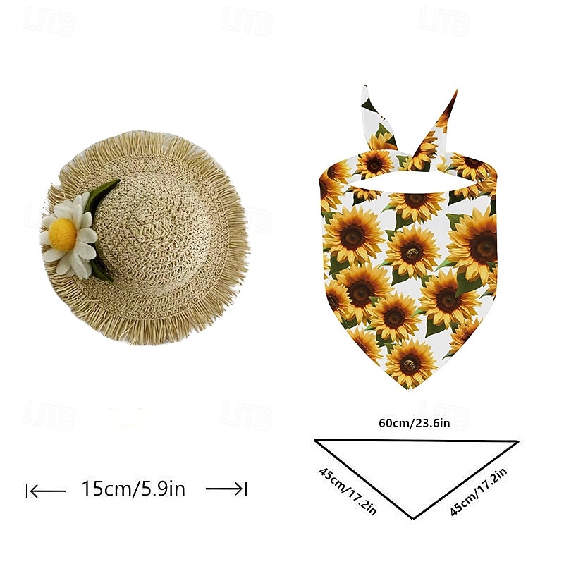 Traje de girasol de verano para ganso de porche grande, conjunto de sombrero de paja y pañuelo, linda ropa de ganso de césped para decoración de jardín al aire libre, estatua de ganso no incluida 2026 - $13.99 –P5