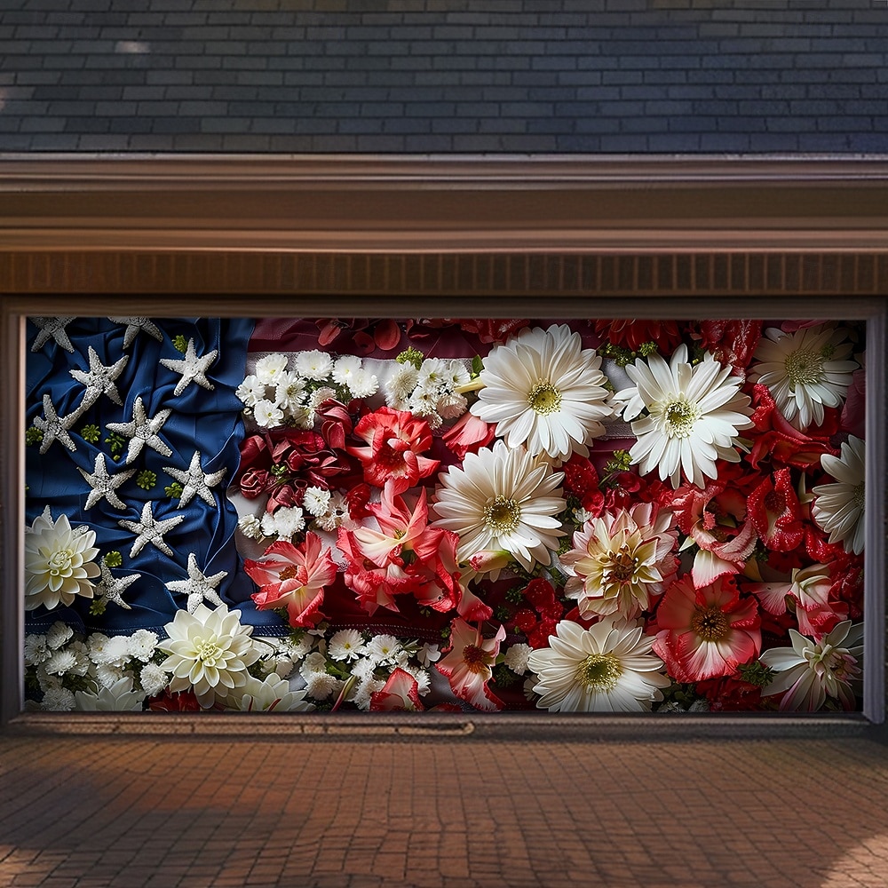 4 de julio de 2026 250° Día de los Caídos Tapiz Cubierta de Puerta de Garaje Gran Fondo Colgante Bandera Americana Vintage 3D Fiesta Patriótica Al Aire Libre Fondos de Tiro Decoración de Hogar 2026 - $59.99 –P1