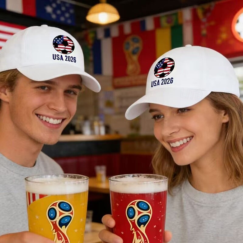 Soccer World Summer Cup Mexico USA Canada 2026 Baseball Cap, Soccer Graphic Letter Print Hat for Men Women, Adjustable Outdoor Sports Cap Casual Sun Hat 2026 - $16.99 –P2