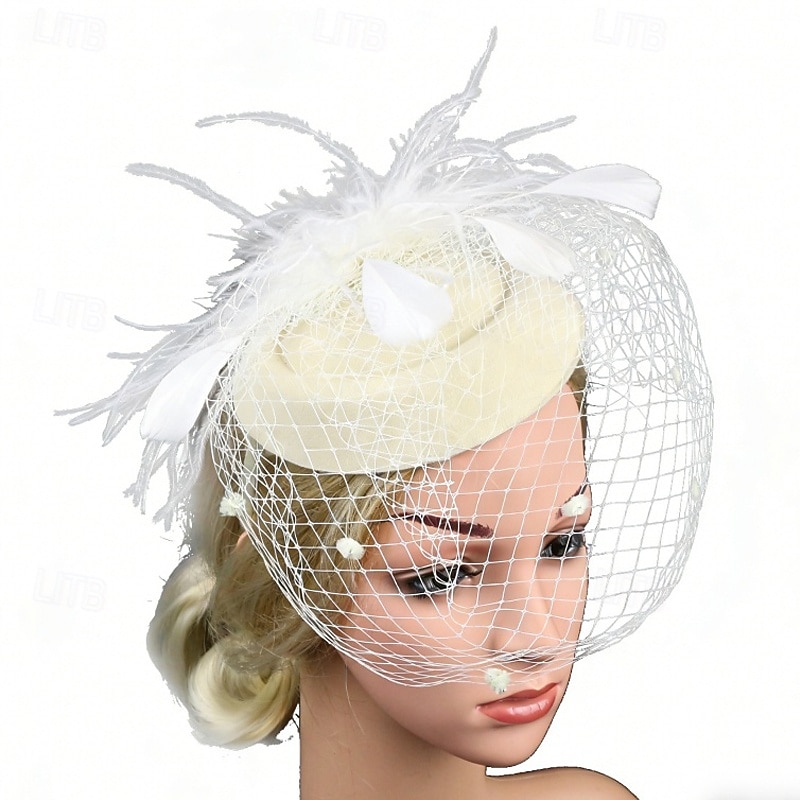 Fascinator Piume Rete Matrimonio Compleanno Vintage Carino Retrò Con Piuma Tulle Copricapo Copricapo del 2026 a $11.49 –P8